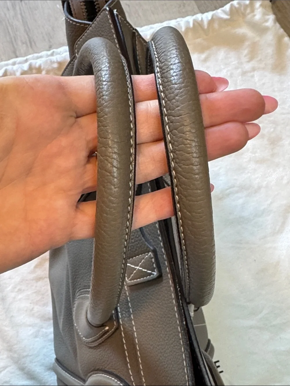 Celine Taupe Brown Souris Leather Mini Luggage Tote